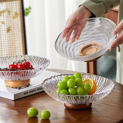 Yaratıcı Meyve Cam Kase, Büyük Salata Kasesi, Cam Kap, Ahşap Taban, Meze, Patlamış Mısır, Kuruyemiş, Ev Mutfağı, Depolama Odası