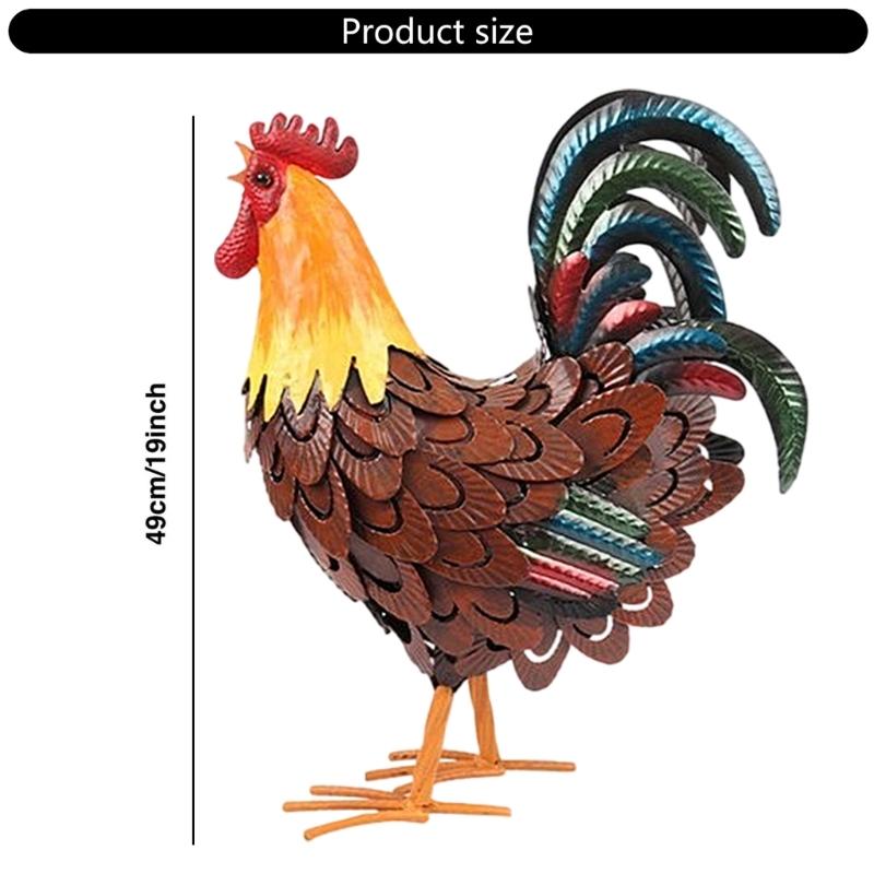 Elegante Scultura di Gallo in Metallo Per Giardino e Decorazione della Casa Ornamenti per Prato sul Retro Con Finitura Resistente alle Intemperie