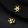 Copper-Plated 18K Gold Snowflake Zircon Stud Earrings - Shiny Christmas Gift for Women