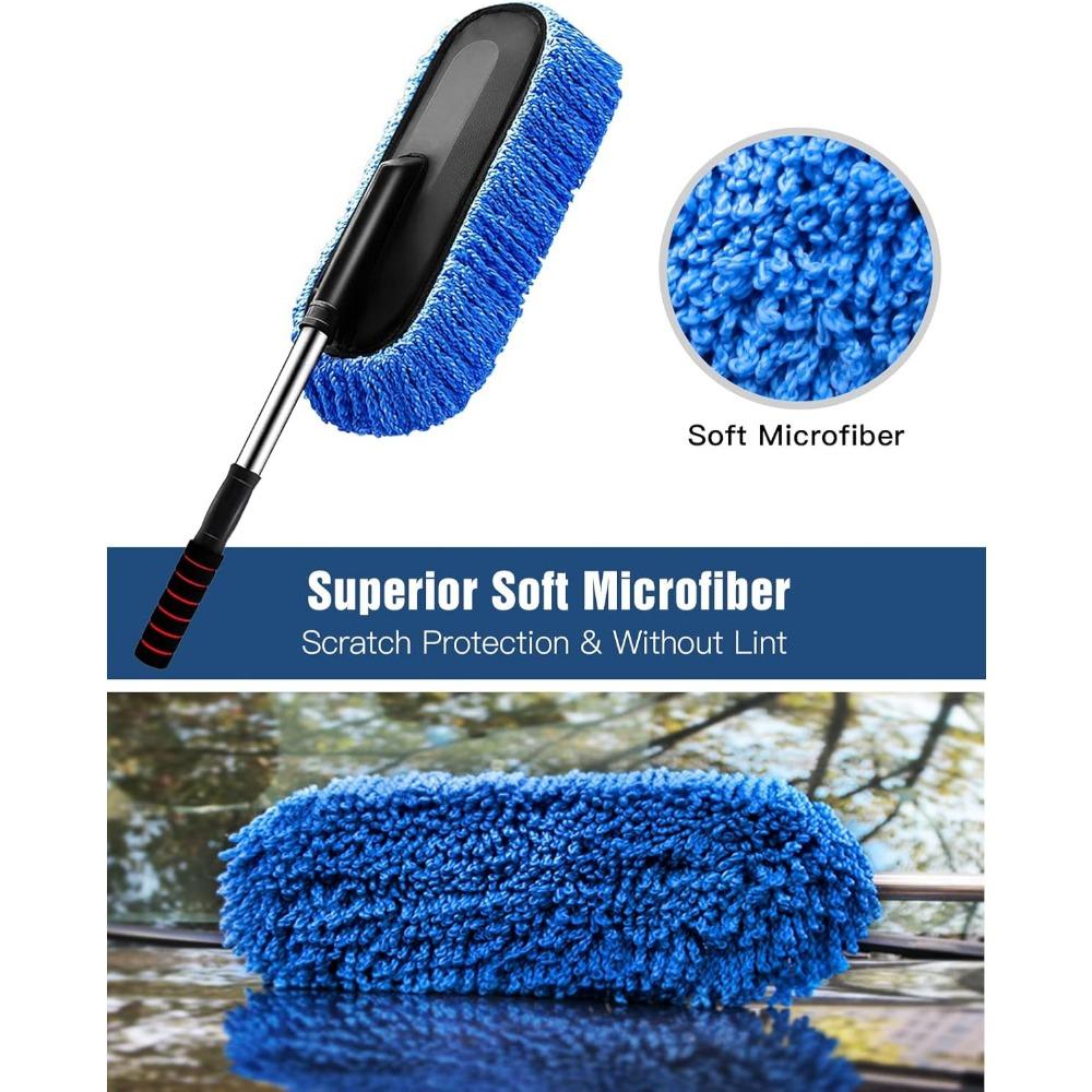 Car Duster Extendable Long Handle Microfiber Car Duster Exterior Scratch Free Car Cleaning Tool Car Dust Brush