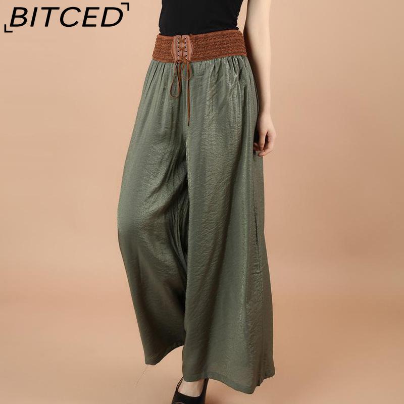 BITCED Women's Fashion Casual Solid Color Print Pants & Capris