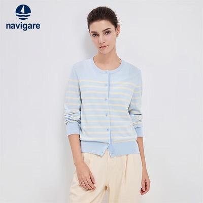 Women's Striped Crew Neck Knit Top