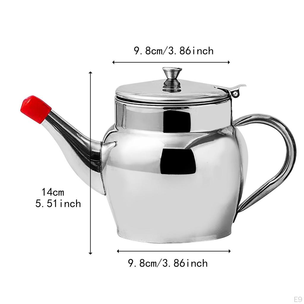 Stainless Steel Oil Dispenser Bottle Storage Container with Fine Mesh Strainer for Home Kitchen