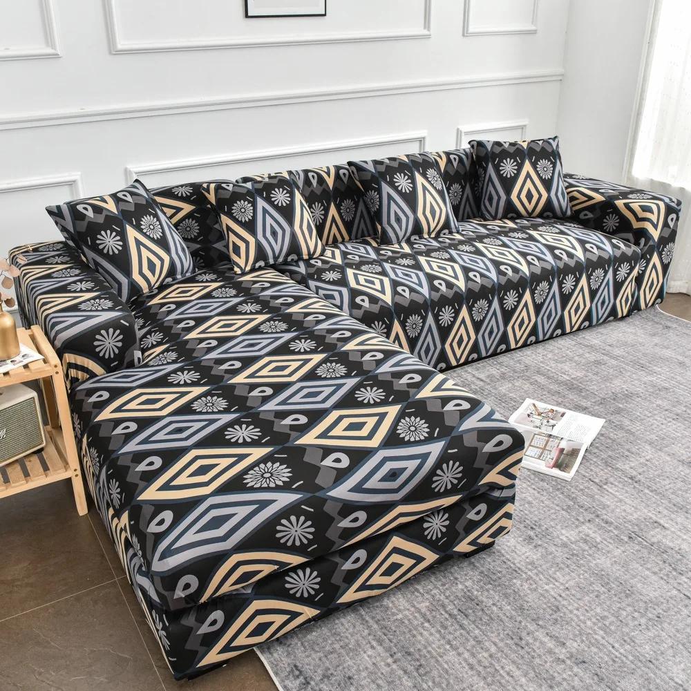 Universeller bedruckter Sofabezug mit geometrischem Muster, dehnbar, für Wohnzimmer, Couchschutz, waschbar, Dekor, Chaiselongue, Sofabezug