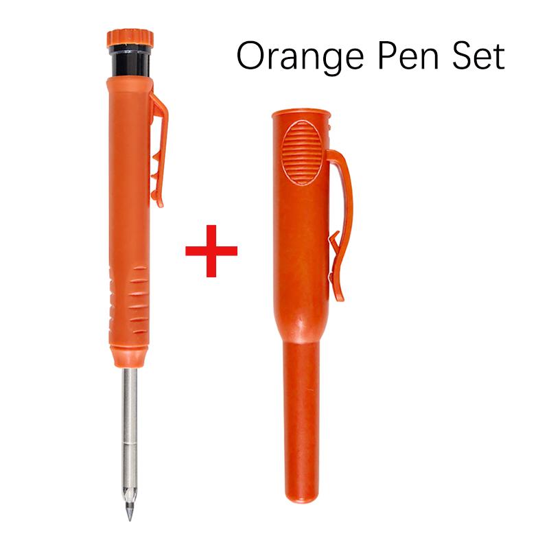 Mechanical Solid Carpenter Pencil Set with Cap Carpenter Scribing Deep Mouth Marking Tool with Built-In Sharpener Marking Pencil
