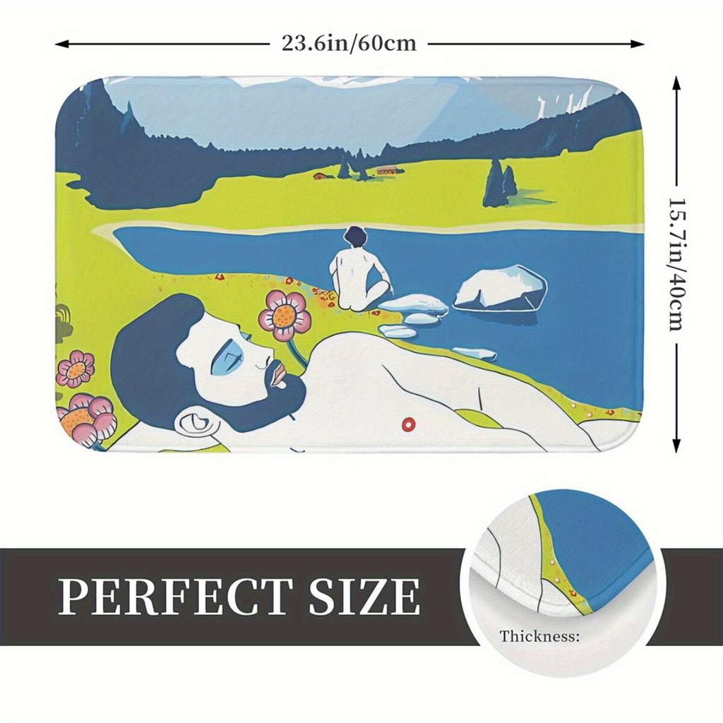 1pc Sexposer Bath Mat & Doormat - 100% Tech Fabric with Rubber Backing, Machine Washable, Irregular Shape for Bathroom Kitchen E