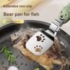 Small Bear Fried Fish Turner 2-in-1 Stainless Steel Food Clip Long Handle Anti-Slip Oil Draining Spatula Heat Resistant Clip