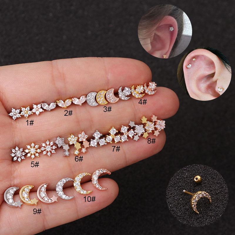 

Серьги-винты с двусторонним цирконием из нержавеющей стали Size 3 серебряный