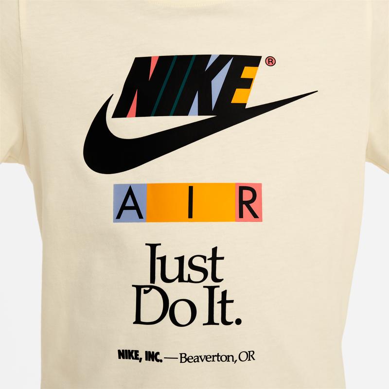 Nike T-Shirt Air Letter Print Brand Logo Round Neck Pullover Soft Comfortable Casual Sports Short Sleeve Kids Tops Coconut-Milk FV8655-113