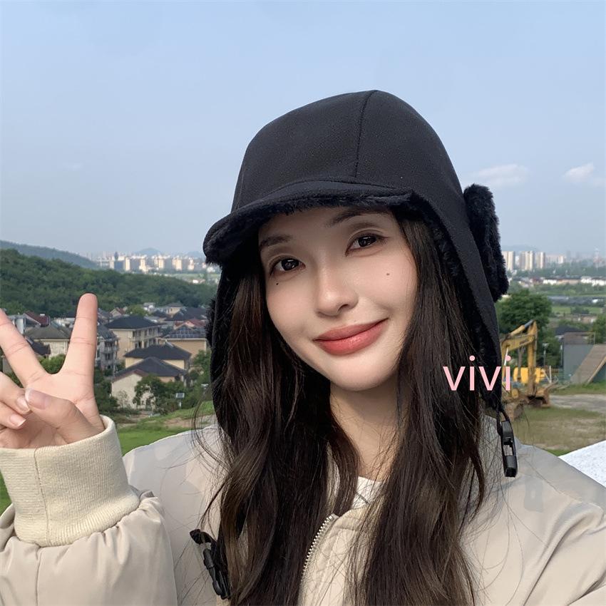Autumn and winter new velvet ear protection warm deerskin velvet Lei Feng hat male and female students lamb wool cycling flying hat