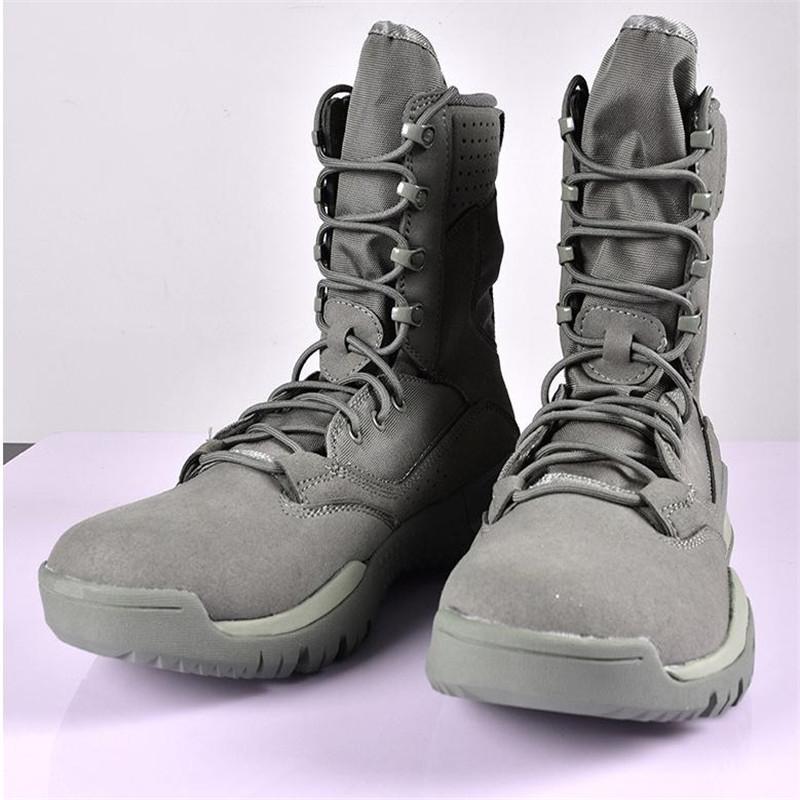 Fashion Quality Hiking Boots Men Lightweight Damping Climbing Combat Shoes Outdoor Women High-Top Black Leather Desert Tactical Boots