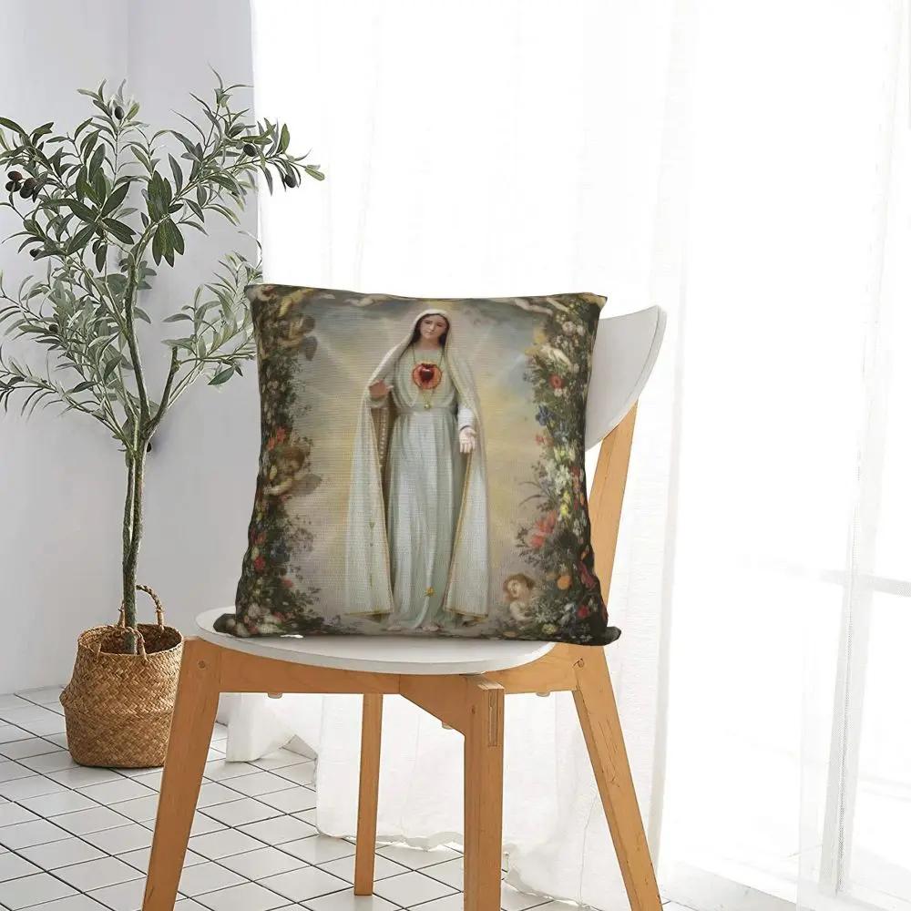 Virgin Mary Heart Of Mary Pillowcase Soft Polyester Cushion Cover Decoration Throw Pillow Case Cover Home Square X