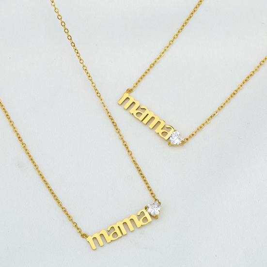 Mama Pendant Necklace Sparkling Cubic Zirconia Heart Necklace Women Elegant Necklace Mother's Day or Birthday Gift for Mom