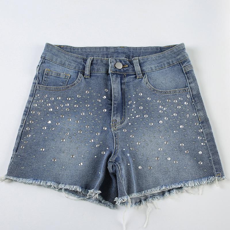 Trendy European-American Rhinestone Denim Shorts: Fashion-Forward, Versatile Streetwear