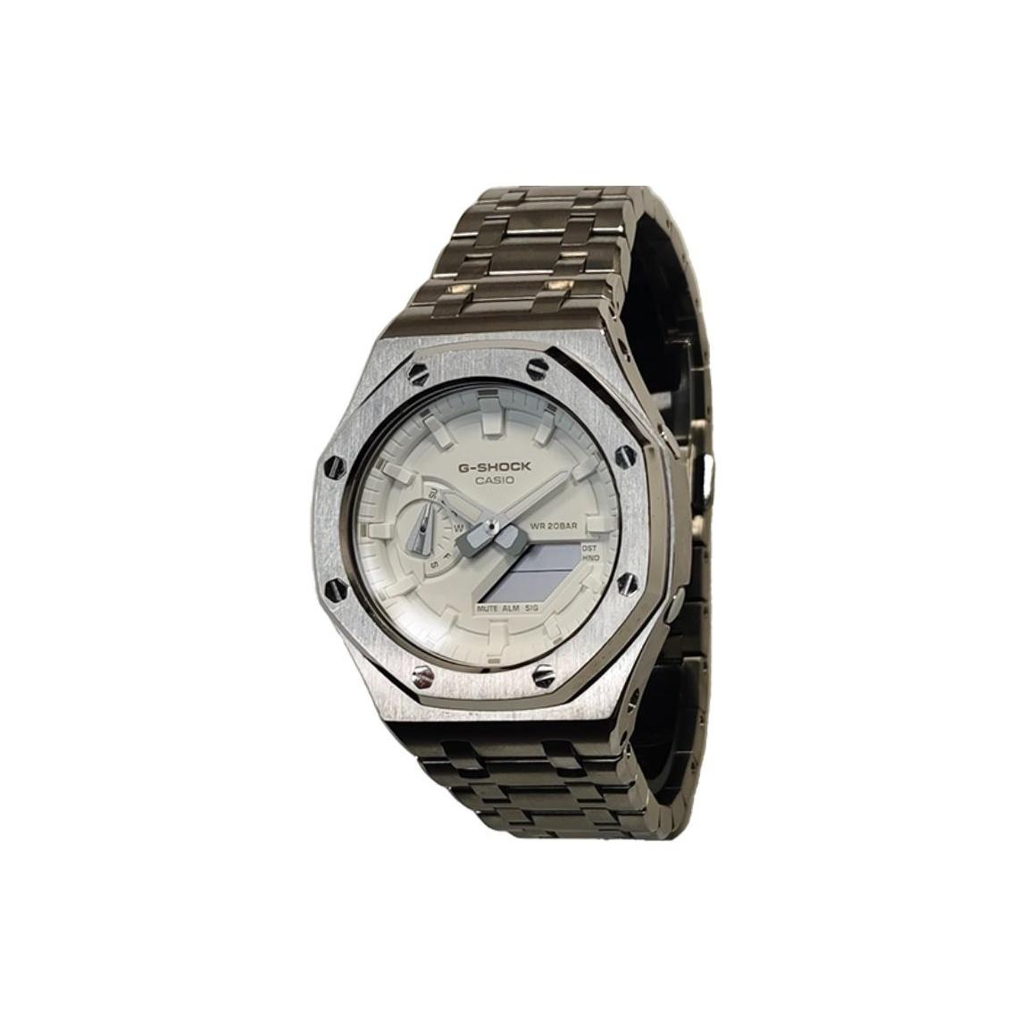 

CASIO Custom Collection Quartz Movement Stainless Steel Strap Watch Men s Watches White Dial GA-2100-7A7(Watch3--) Regular Watch Box