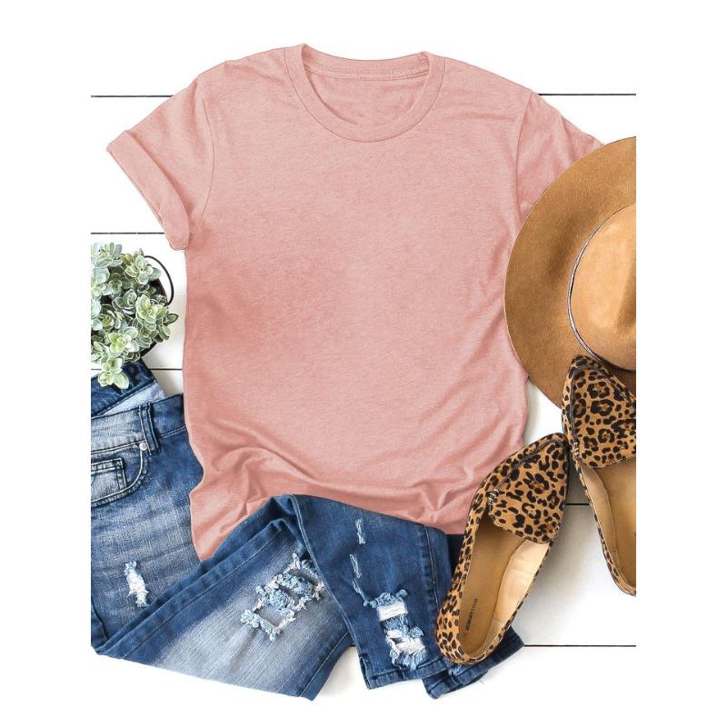 YYFS Dámská móda Ležérní Léto Jaro Jednobarevné halenky a košile s krátkým rukávem a výstřihem do O