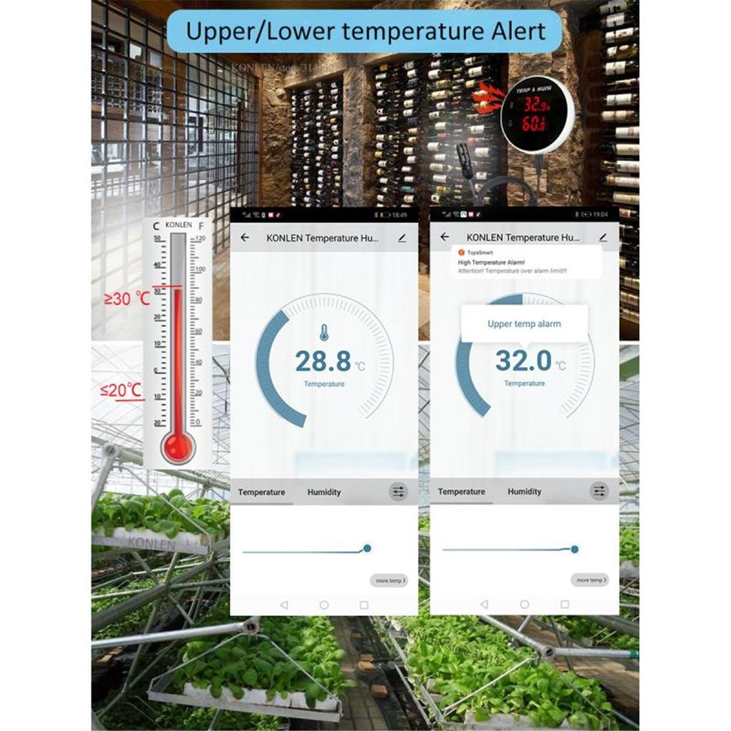 Tuya WIFI Hygrometer Thermometer Temperature Humidity Sensor With 3 Meter External Probe Smart Life Digital Monitor Remote Alarm