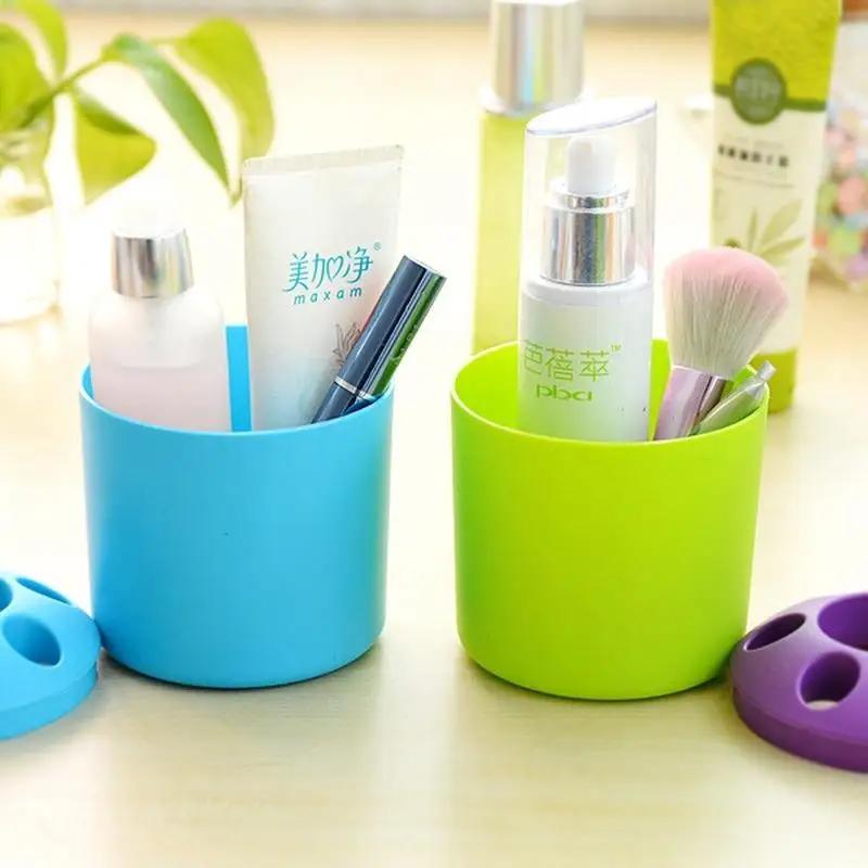 Creative candy-colored porous toothpaste, toothbrush holder Desktop Multifunction pen holder Shelves