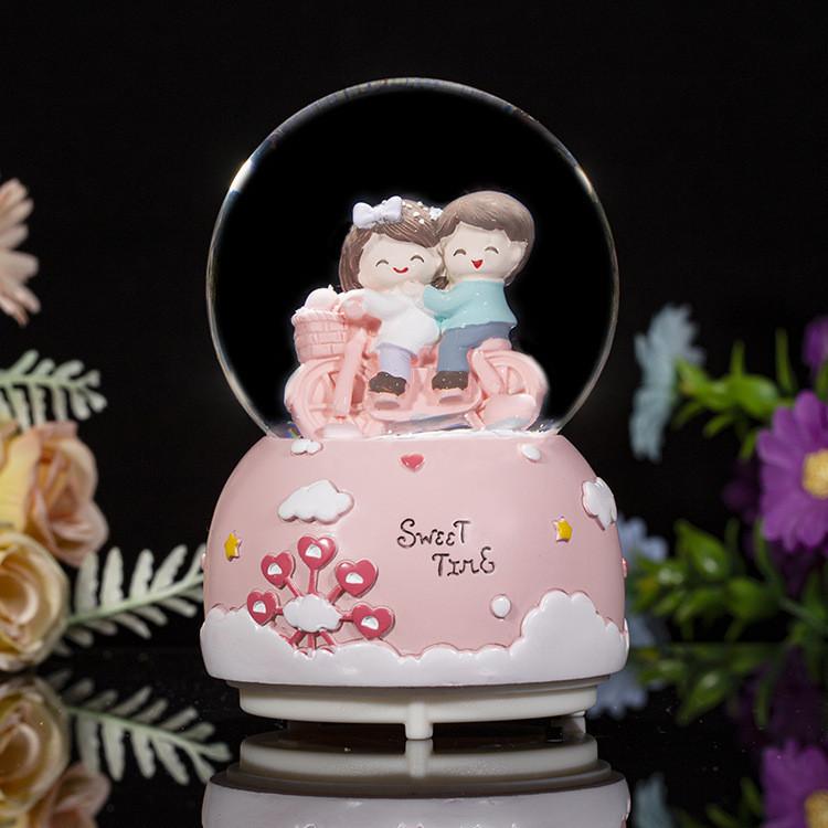 Seesaw Crystal Childrens Ball Light Up Music Box Resin Nightlight Cell Button