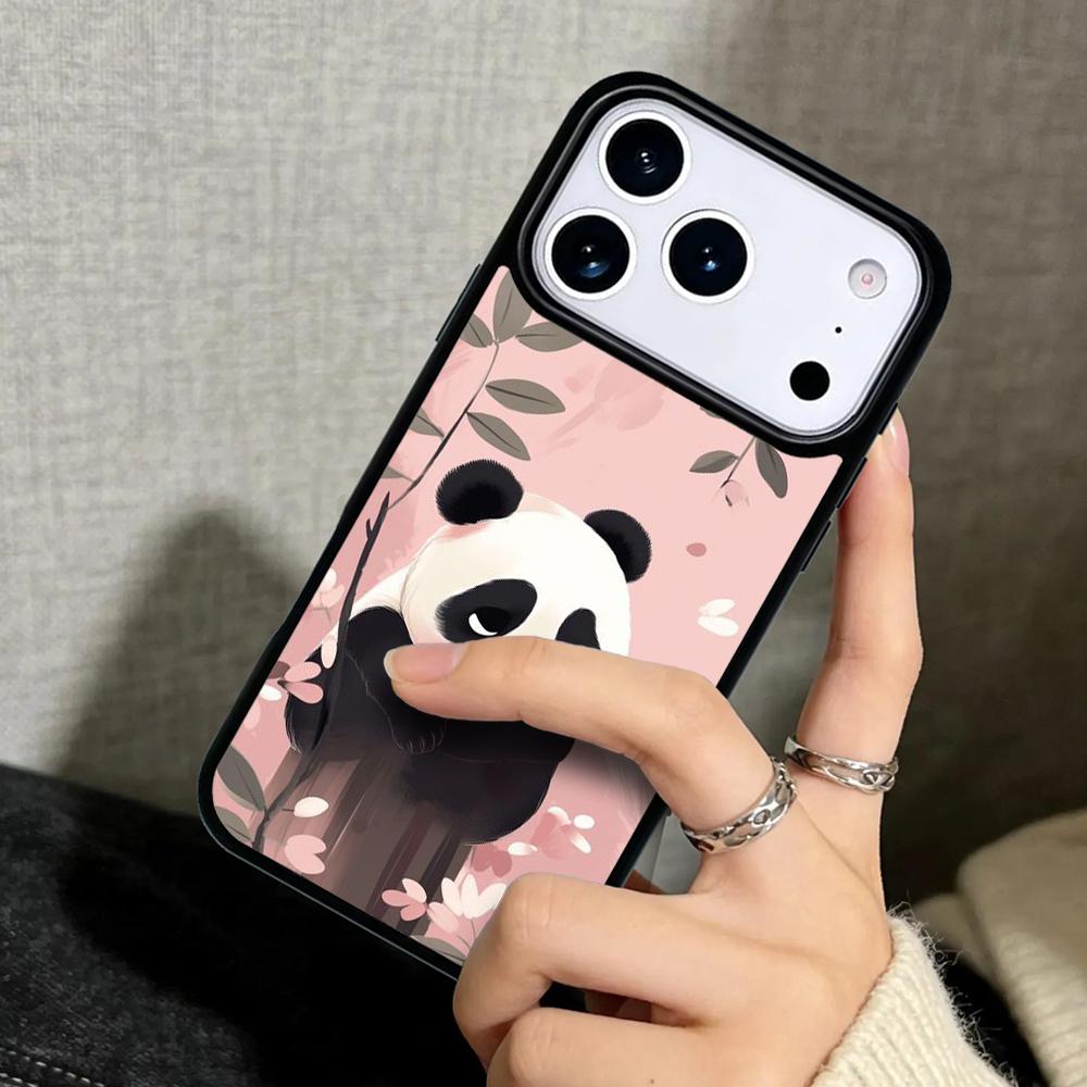 Capa Case for iPhone 17 Air 16 Pro Max 15 Plus 11 13 Mini 14 12 Back Phone Cover Cartoon Cute Panda Bear soft
