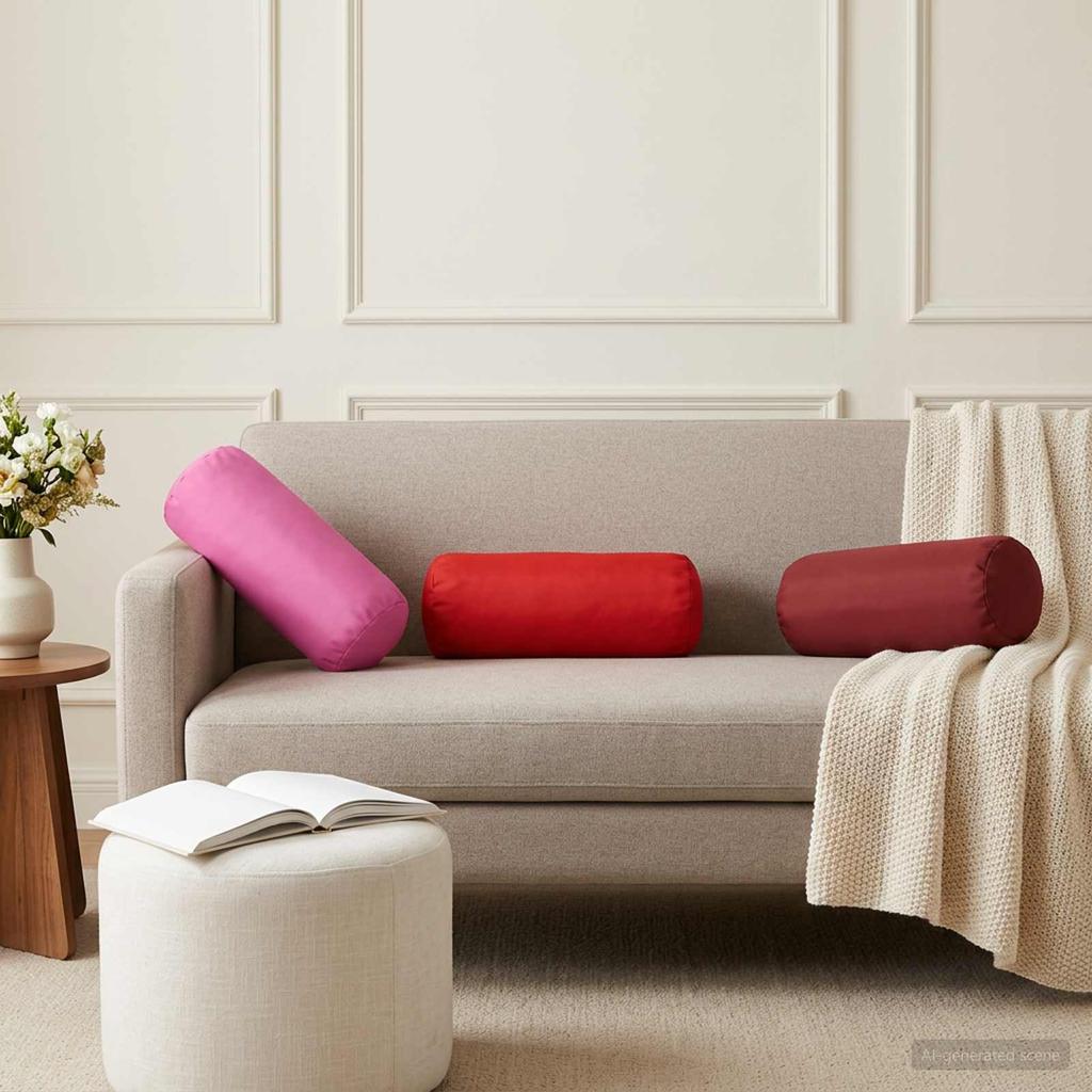 Cushion Cover 2 Pcs HEERLEN Red Ø 15 X 40 Cm Polyester