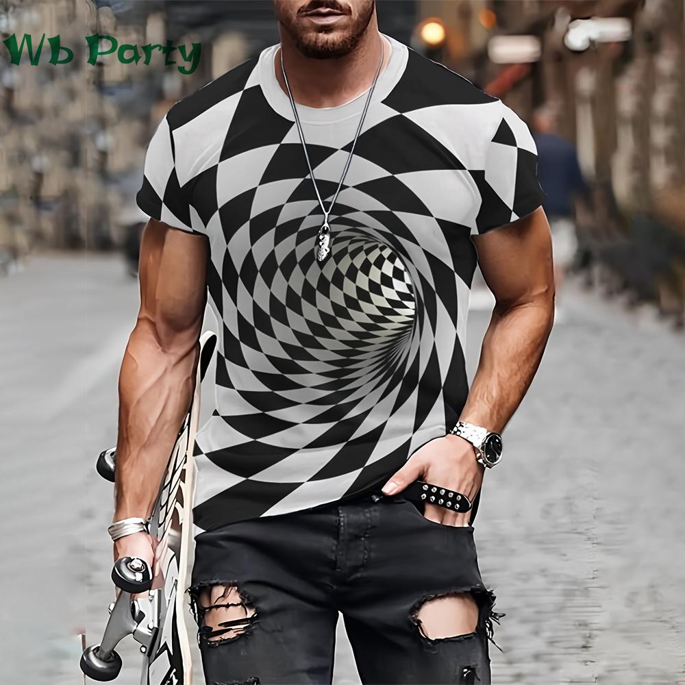 3D Pattern Printed Men s Summer T-shirt Abstract T-shirt 2XS