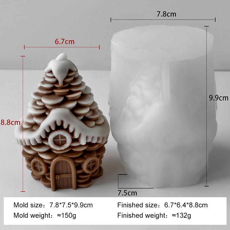 DIY Christmas Candle Pinecone Snow House Silicone Mold Handmade Aroma Plaster Resin Form Mould Soy Wax Candle Making Supplies