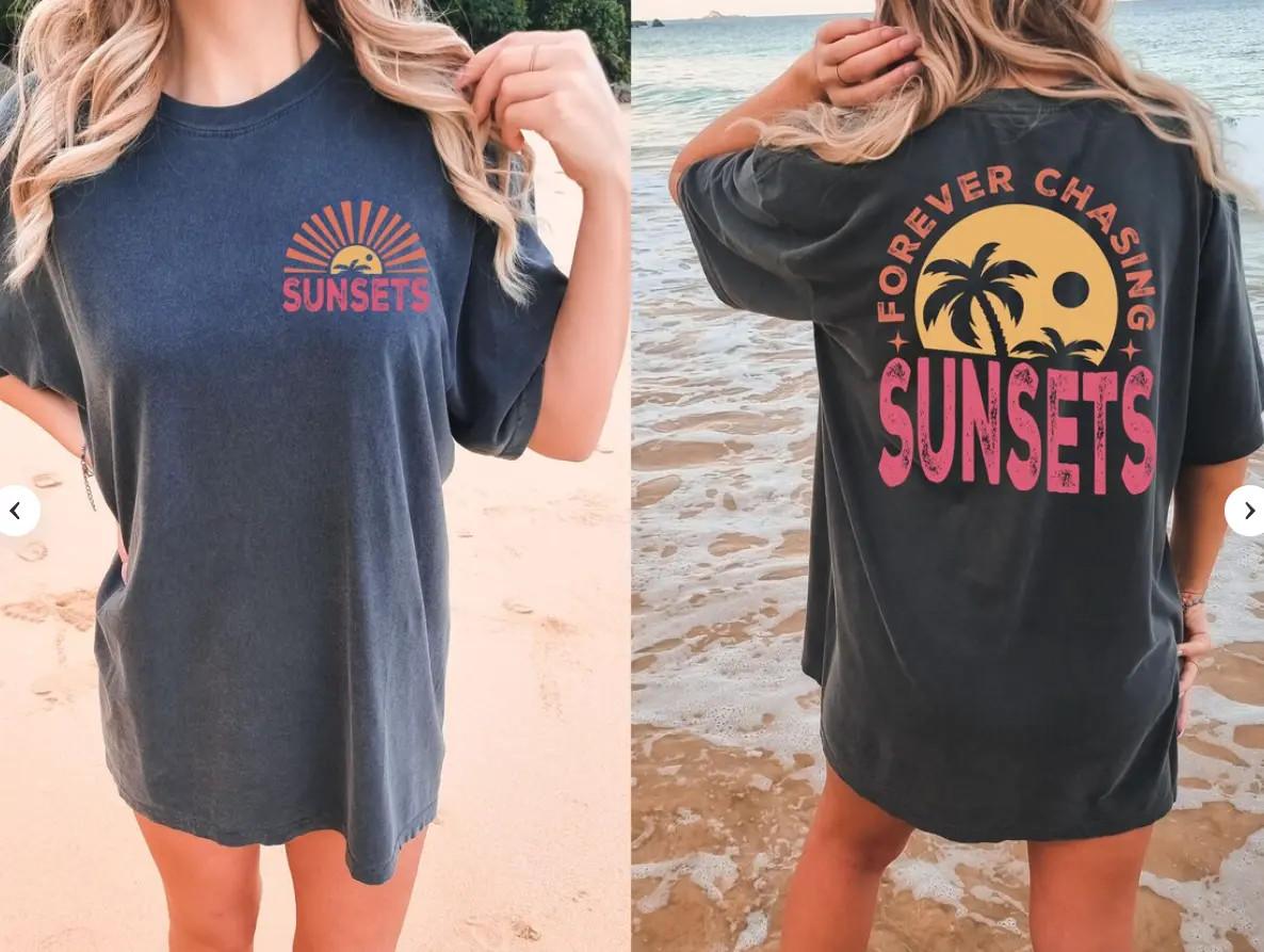 Chasing Sunsets Shirt Summer Vacation Tshirt Beach Sunset Shirt Sunset Tee S