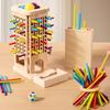 New 3In1 Wooden Stick And Tower Game Arithmetic Early Education Montessori Toys Thinking Training Parent-Child Interactive Toy