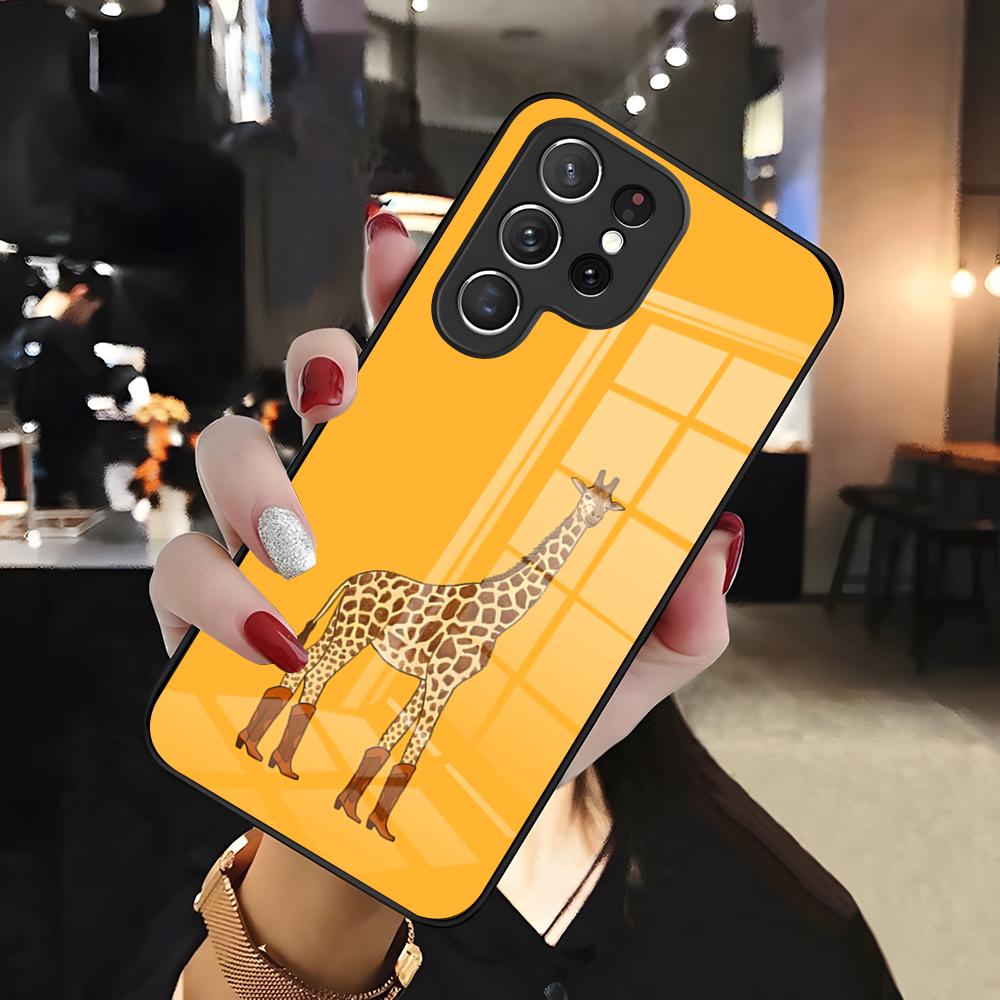 

Giraffe Illustration Phone Case For Samsung S26 S25 Edge Ultra 24 23 22 21 Ultra Plus Fe A55 56 15 4G 5G Glass Cover Galaxy S26 Ultra