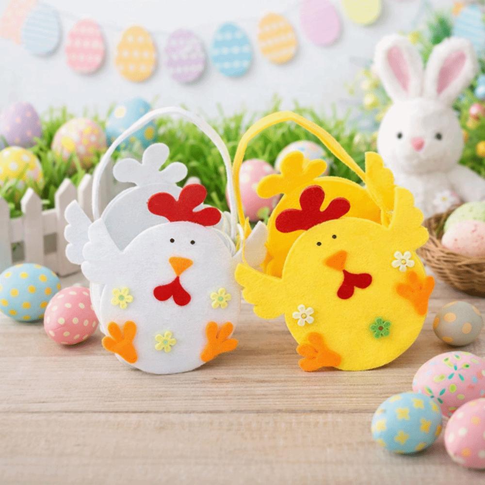 Cartoon Rabbit Egg Basket Cute Candy Gift Bag Multi-functional Easter Felt Basket  Easter Egg