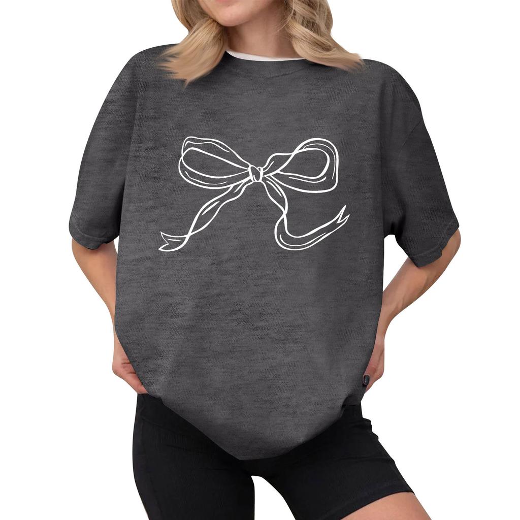 Women's Casual Printed T-Shirt Round Neck Pullover Short Sleeve Top