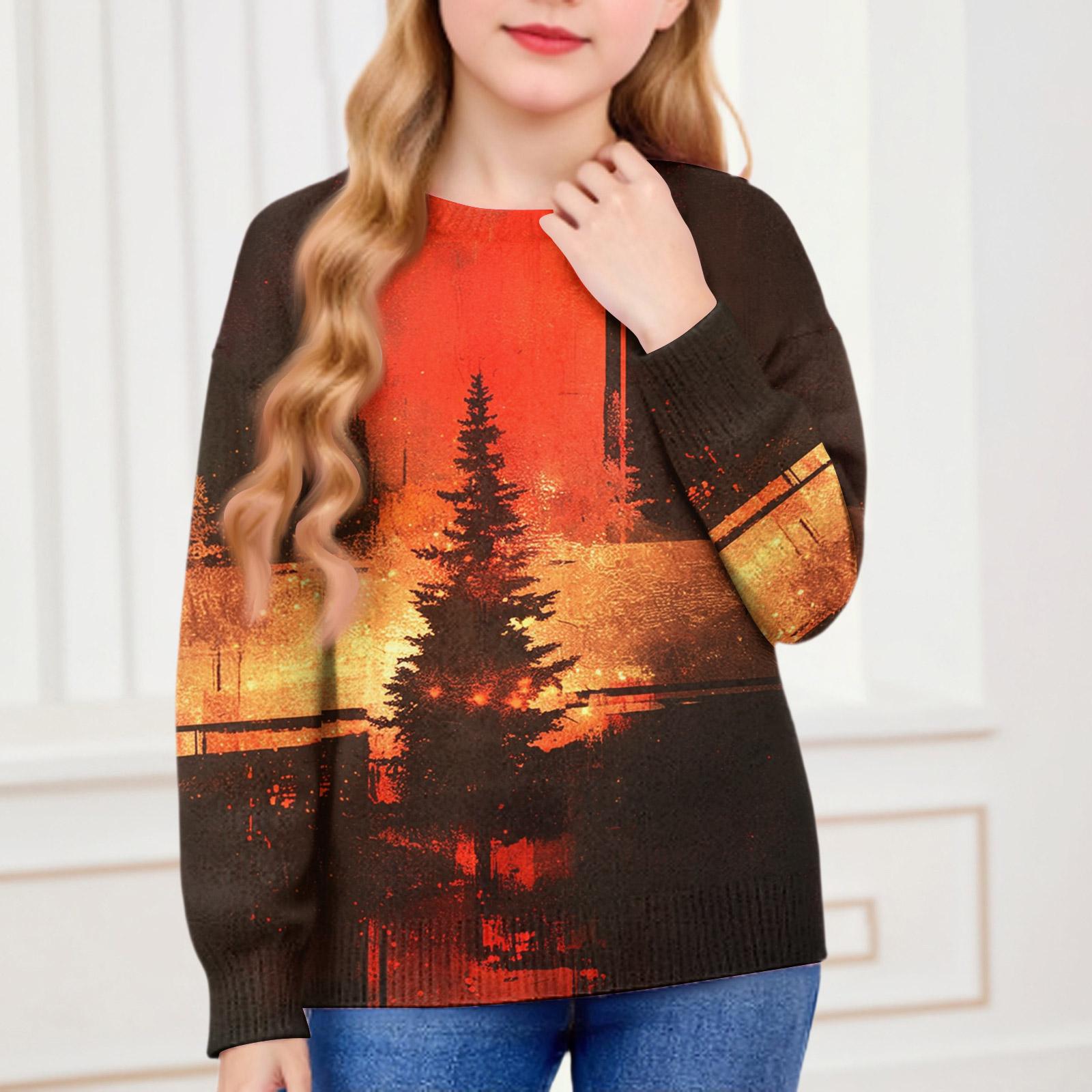 

Рождественские свитшоты для детей мальчиков и девочек вязаный свитер милая рубашка осенний пуловер с круглым вырезом топы 140 красный