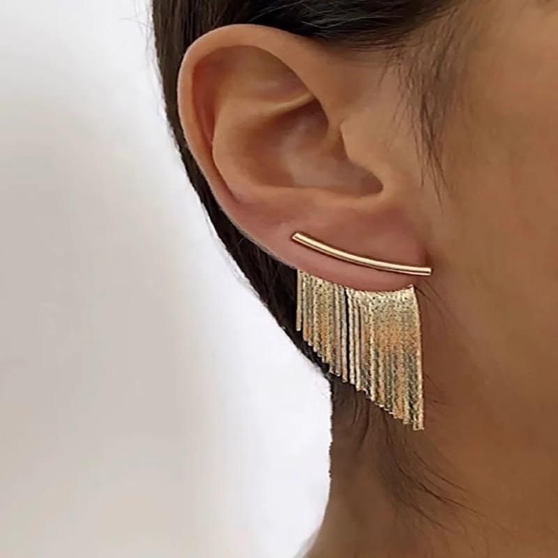 

Популярные европейские и американские женские серьги с кисточками из тяжелого металла нишевого дизайна, легкие роскошные серьги высокого класса