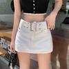 Trendy Spicy Girl High-Waist A-Line White Denim Midi Skirt