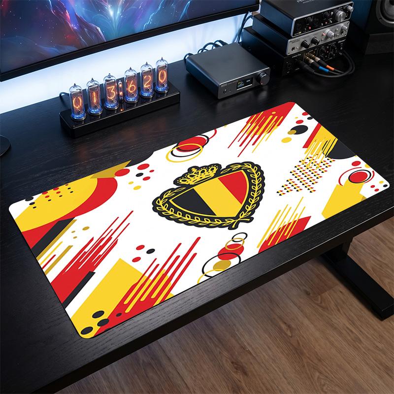 Belgium Football Crest Mouse Pad, Extended Non Slip Rubber Desk Mat for Gaming Office Laptop Fan Gift