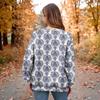Women's Winter Color-Block Printed Lightweight Brushed-Cotton Round Neck Top