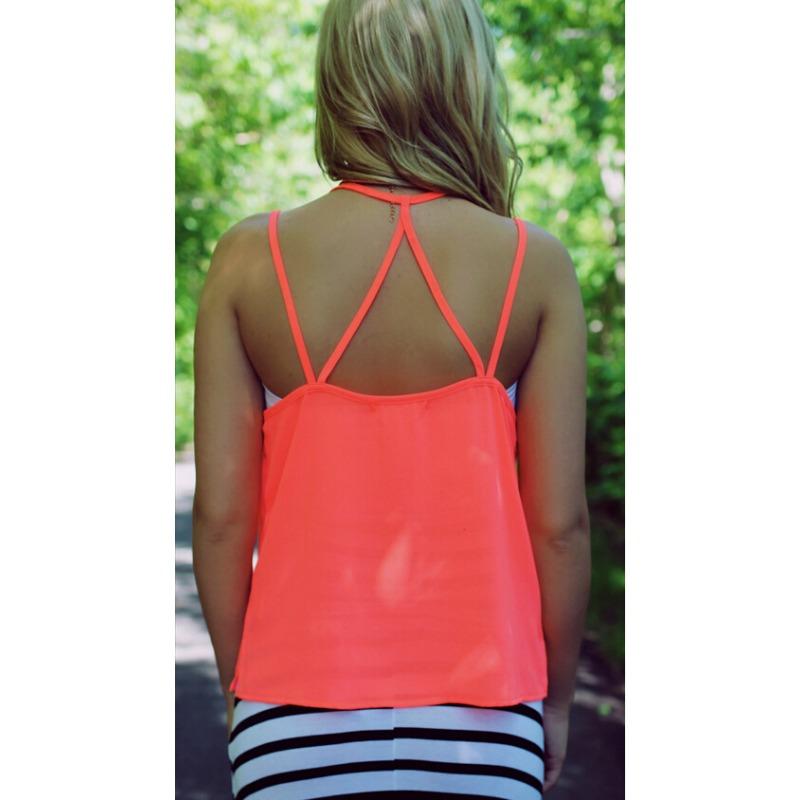 

Женский однотонный топ из шифона весна-лето оранжево-красного цвета L оранжево-красный