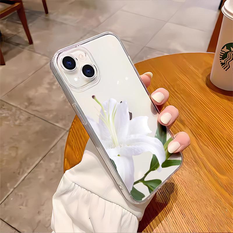 Lily Mobile Phone Case Is Suitable for Iphone12 Simple Small Fresh Transparent Case Apple 17promax All-inclusive Anti-drop.