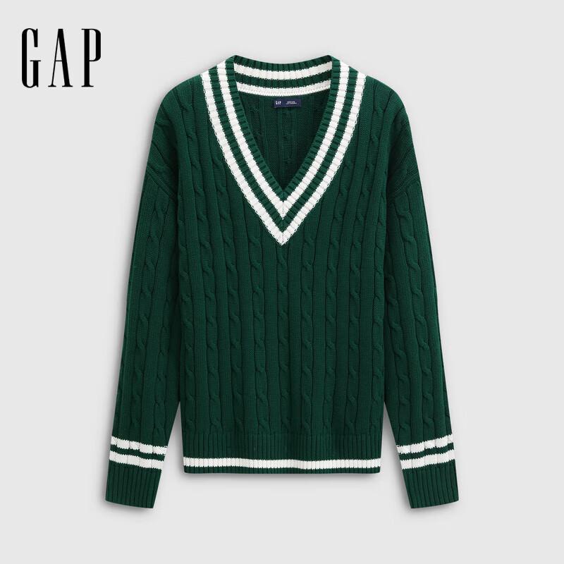 

Gap Women s 2025 Fall Cotton Loose V-Neck Cable Knit Sweater S US / M Asia