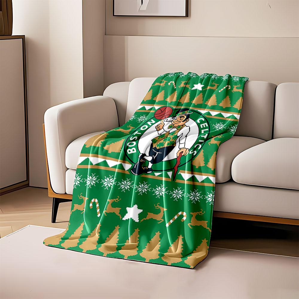 

Christmas-themed pattern with reindeer, candy canes, trees, and snowflakes. for all seasons blanket lunch break throw gift 80cm x 120cm