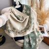 Autumn And Winter Elegant Floral Scarf for Ladies - Soft Faux Cashmere, Warm And Comfortable Magnolia Flower Fringed Shawl, Breathable And Windproof