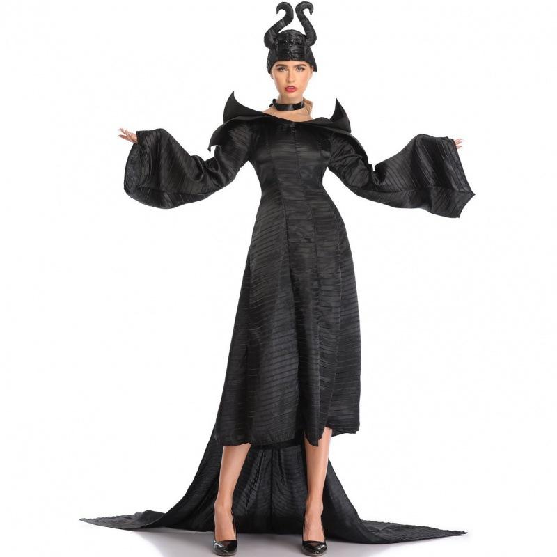 

Dark Sleeping Spell, Horn Queen Maleficent, Angelina Jolie, Halloween Witch Costume M чёрный