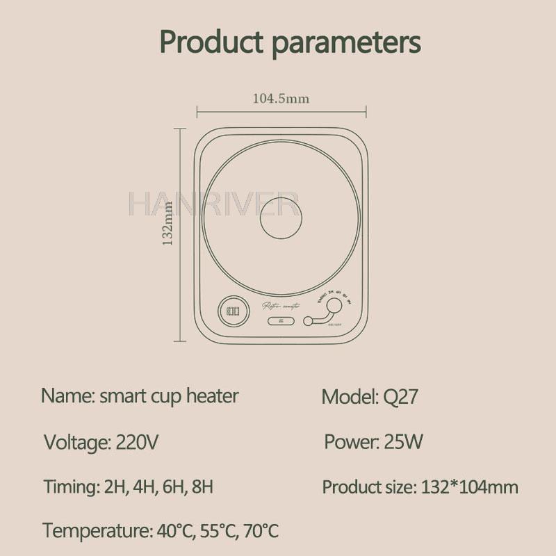 220V Cup Heater Coffee Mug Warmer Timer Heating Coaster Smart Thermostatic Heating Pad Hot Plate Hot Milk Coffee Cup Warmer 25W