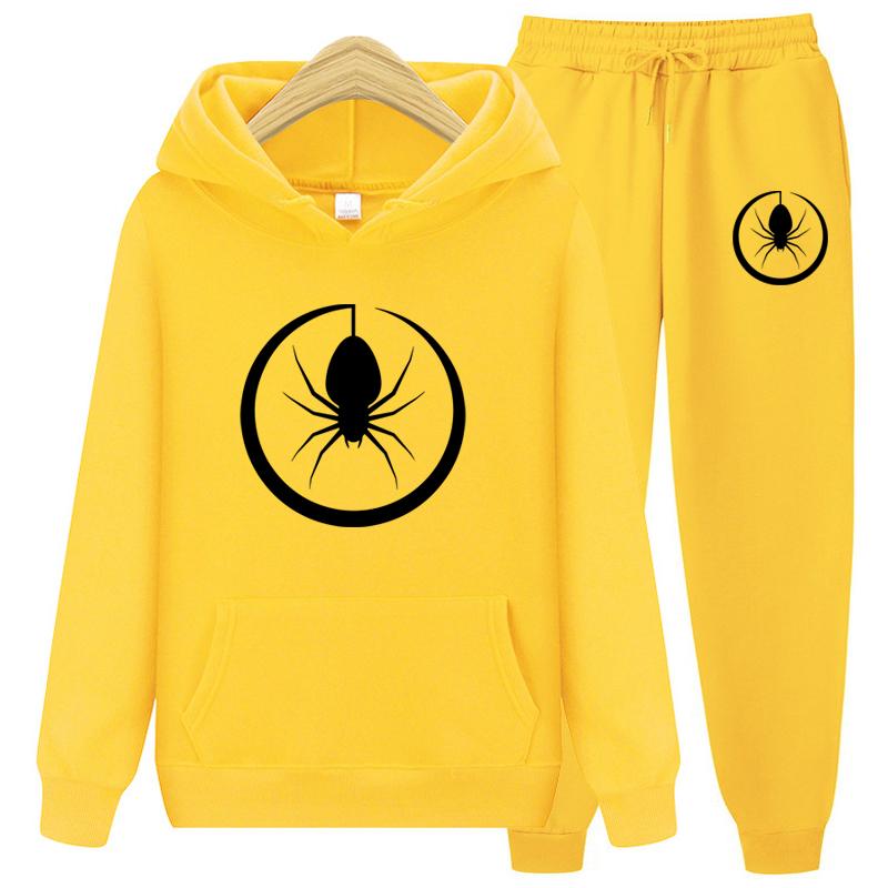 Women's Sportswear Two Piece Set Warm Jackets and Pants Spider Print Coats Sets Outdoor Hoodies Sports Suits Jogging Suits