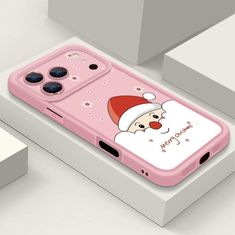 

Противоударный мягкий силиконовый чехол из ТПУ Funda для iPhone 17 Air 16e 16 15 14 Pro Max 13 17 Pro Max 17 Pro 17 Чехол с рисунком Санта-Клауса iPhone 16 Plus розовый