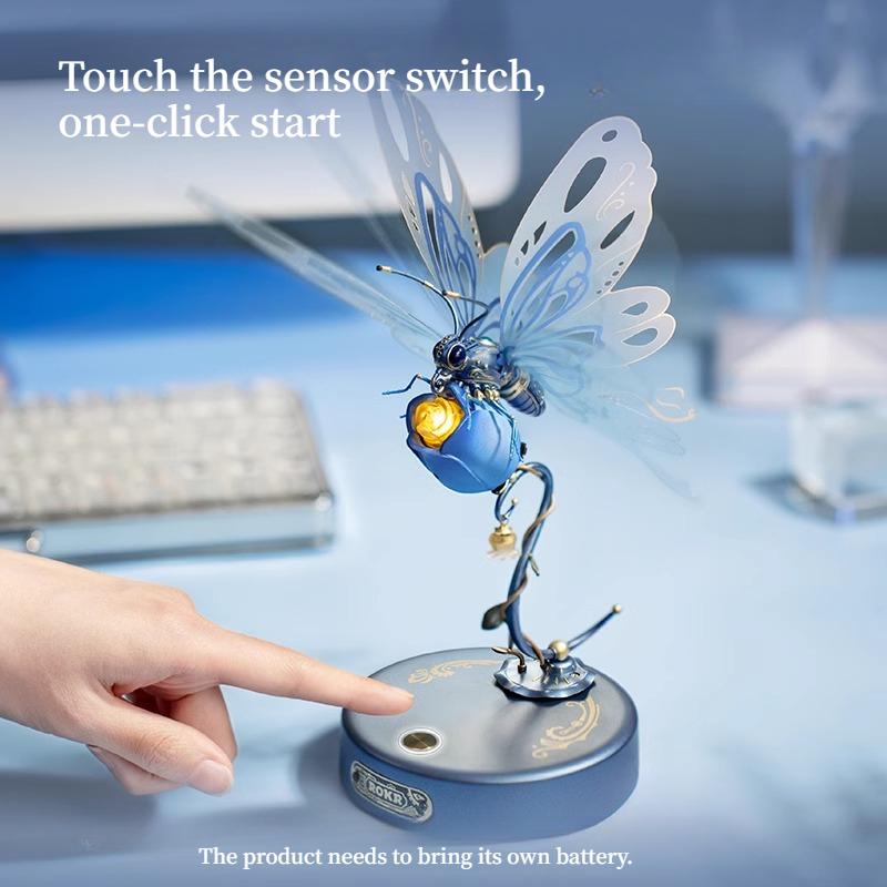Metal Blue Butterfly Diy Handmade Building Blocks Mechanical Assembly Birthday Gift For Girls Creative Ornaments Assembly Model