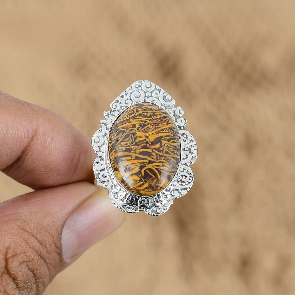 Mothers Day Sale Mariam Jasper Gemstone Promise Ring Jewelry 925 Sterling Silver