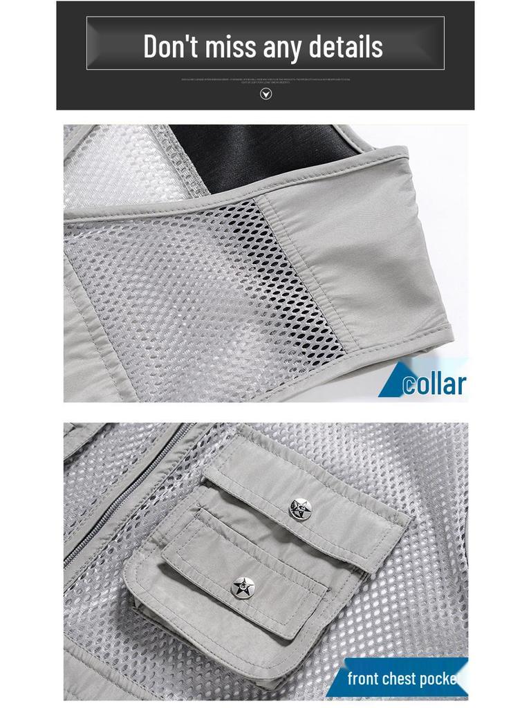 Men's Quick-Dry Multi-Pocket Outdoor Vest for Summer Fishing and Photography