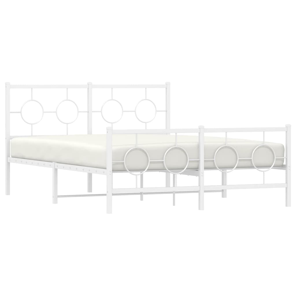Metal Bed Frame with Headboard and Footboard White 140x200 cm
